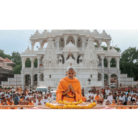 Following the passing of His Holiness Pramukh Swami Maharaj, Mahant Swami Maharaj was revealed as the present guru and administrative head of BAPS. 

His continuing devotion, reverence and service to Pramukh Swami Maharaj is an inspiration to countless devotees across the world.
